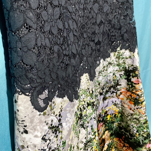 Teri Jon by Rickie Freeman Black 3D Lace Cap Sleeve Floral Print Midi Dr… - Picture 5 of 16